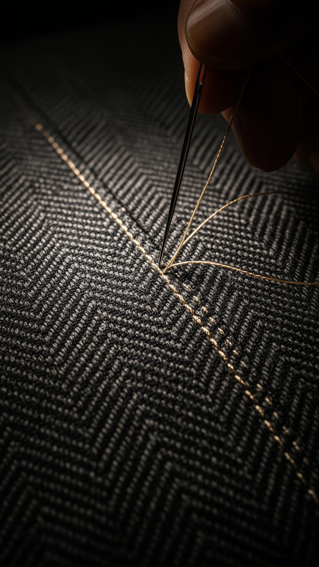 Hand-stitching a luxury suit lapel